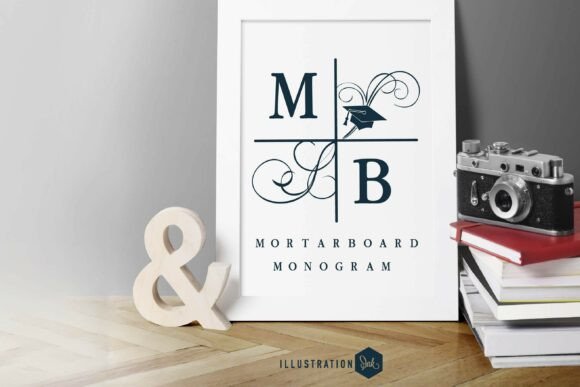 Mortarboard Monogram Family: Academic Elegance in Design