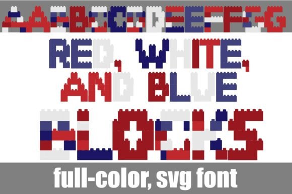 Red, White, and Blue Blocks: A Bold Retro Toy Brick Font